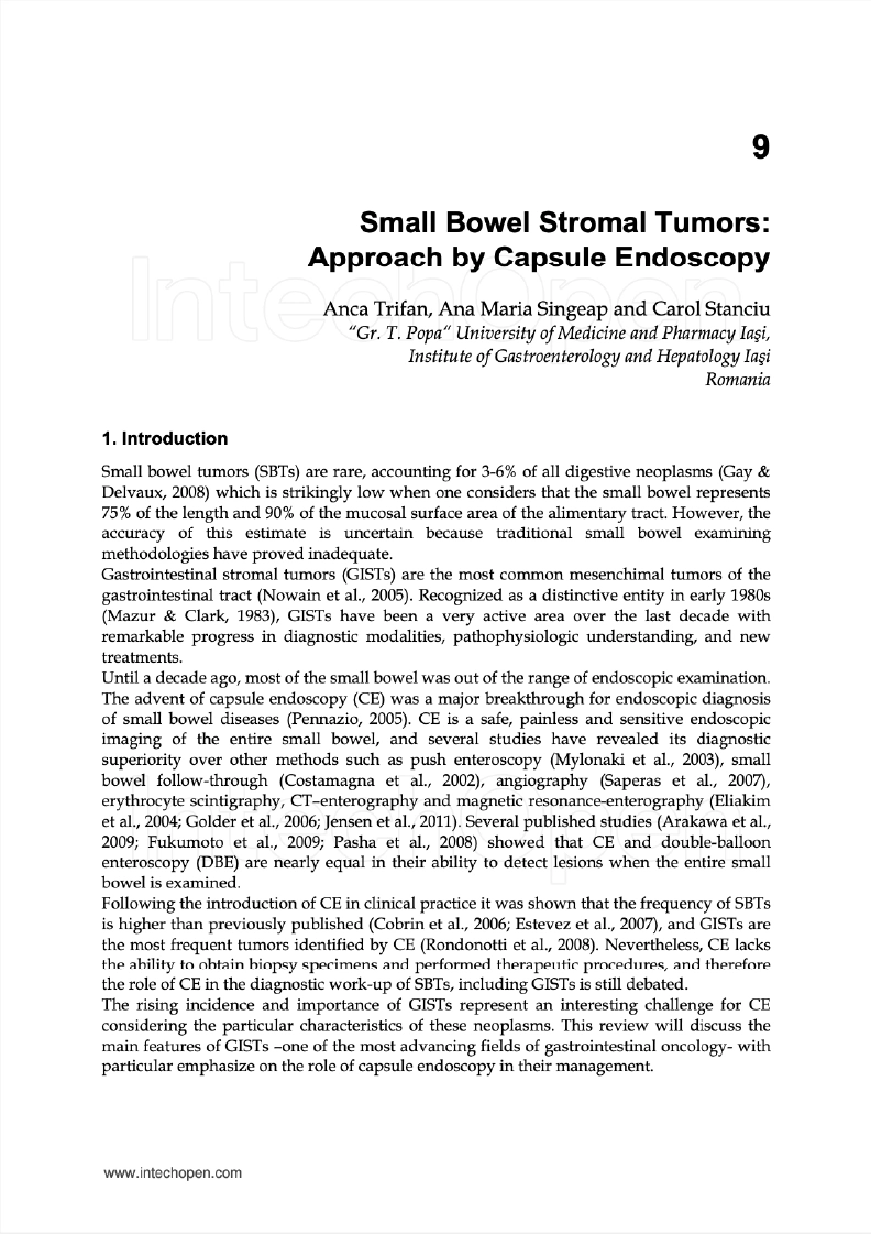 Small Bowel Stromal Tumors: Approach by Capsule Endoscopy